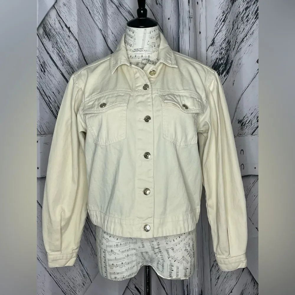 Sisley Jean Jacket Puffed Sleeves Cream 6
